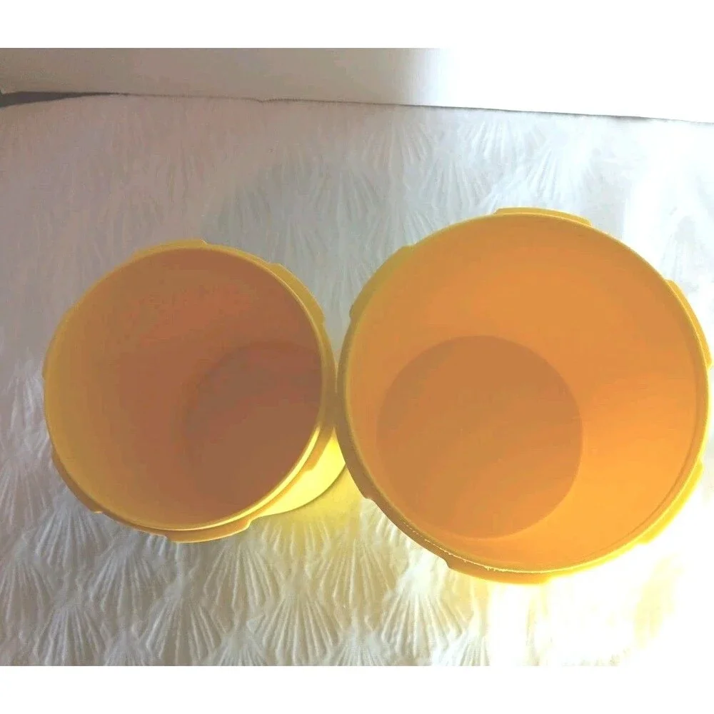 EXC VTG Tupperware Servalier Canister Set #809 & #807 Harvest Gold 70s Floral